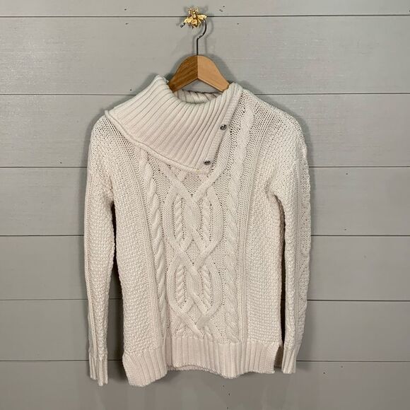 Lauren Ralph Lauren white mock neck cableknit long sleeve sweater size XXS - Picture 1 of 9